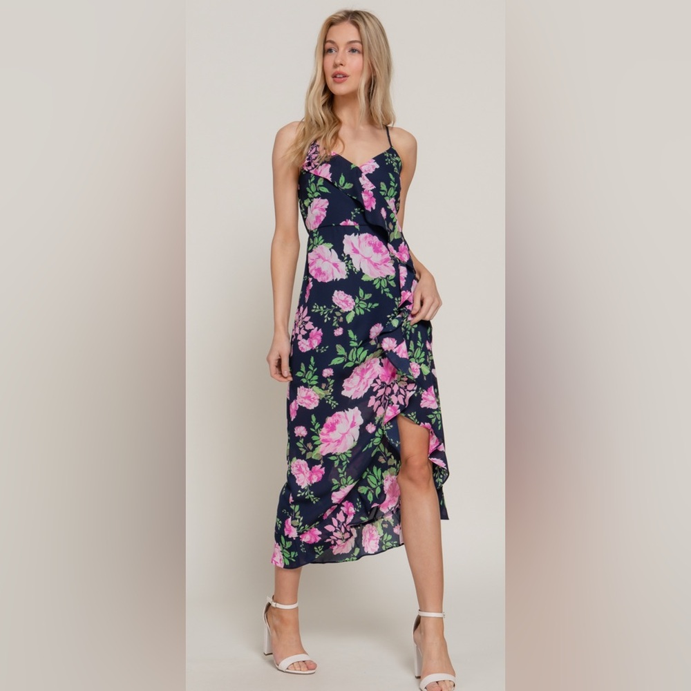 Summer Breeze Floral Navy Pink Dress
